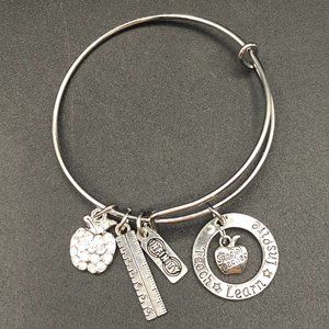 Silver Tone Teacher Appreciation Bracelet